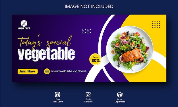 to day special delicious vegetable food menu promotional Facebook cover Design