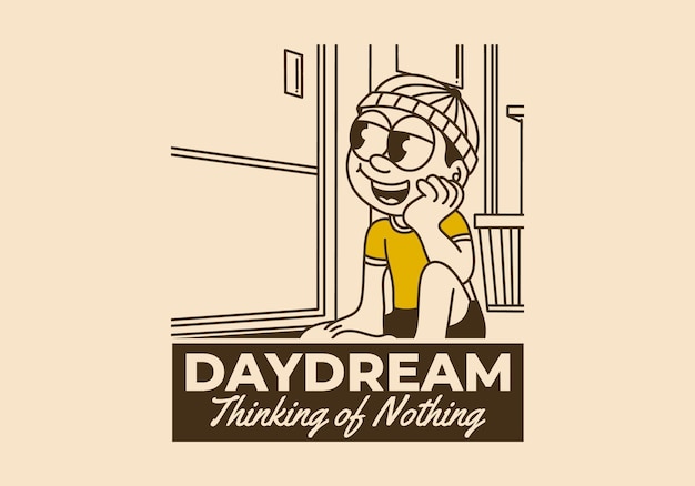 Daydream thinking of nothing a boy wearing a beanie was daydreaming by the window