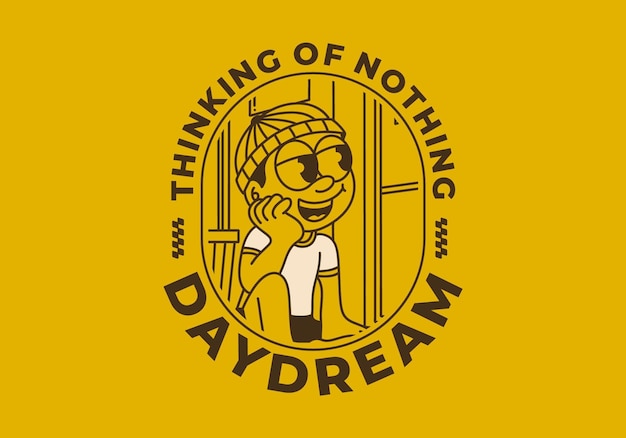 Daydream thinking of nothing a boy wearing a beanie was daydreaming by the window