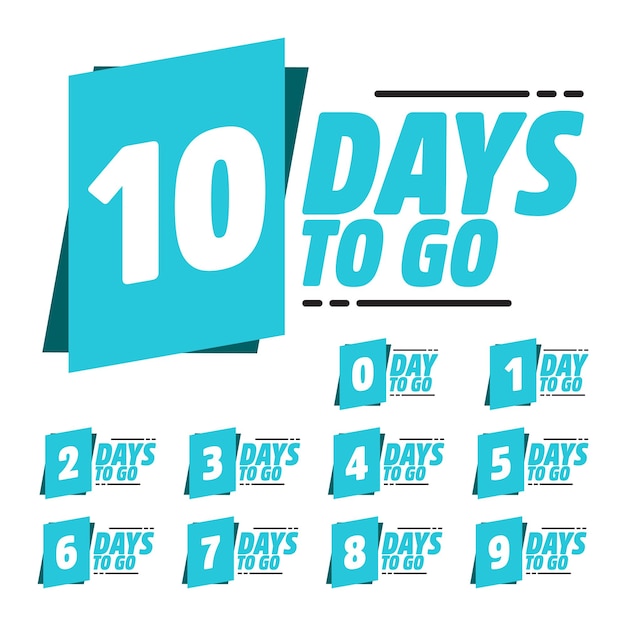 Days To Go Countdown Badge Set EPS 10 Free Vector