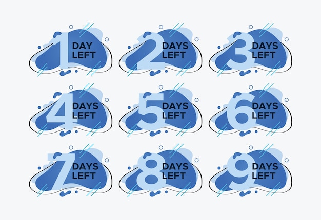 Days left countdown abstract liquid badges