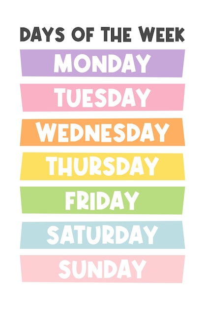 Days of The Week Educational Wall Art Poster