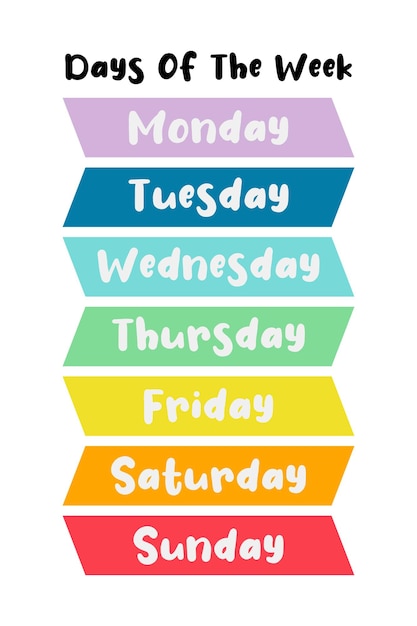 Days of The Week Educational Wall Art Poster