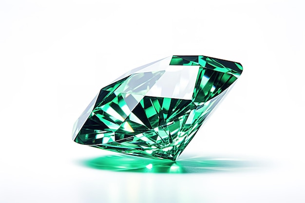 Dazzling diamond Green on white background