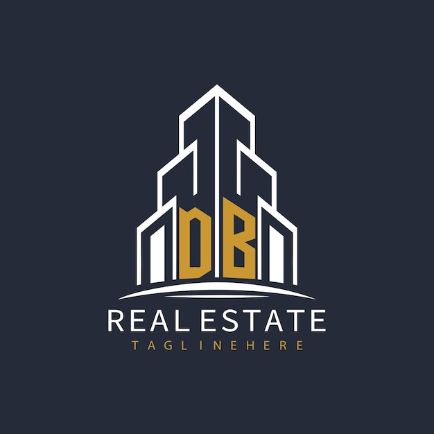 DB initial monogram logo for real estate with building shape creative design