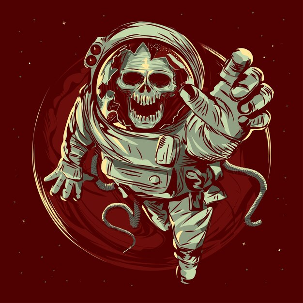 Vector dead astronaut vector vintage style hand draw illustration