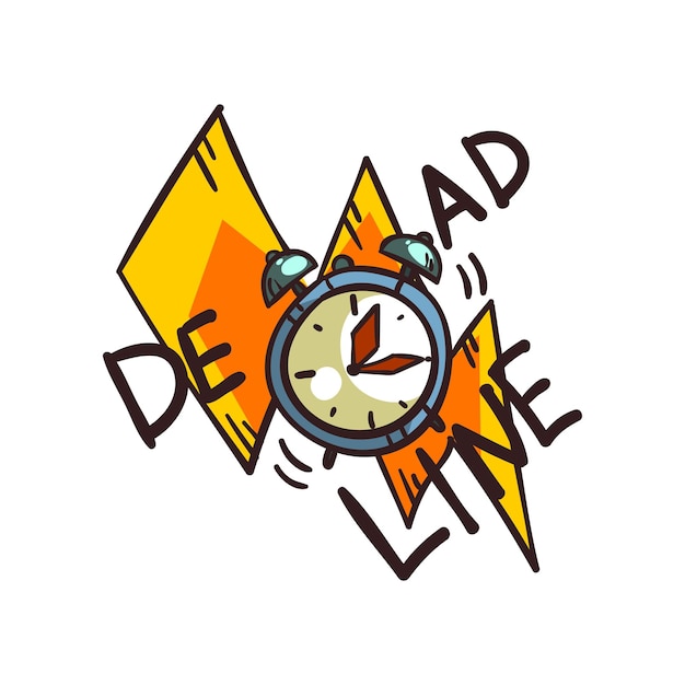 Deadline word and alarm clock time limit vector Illustration on a white background