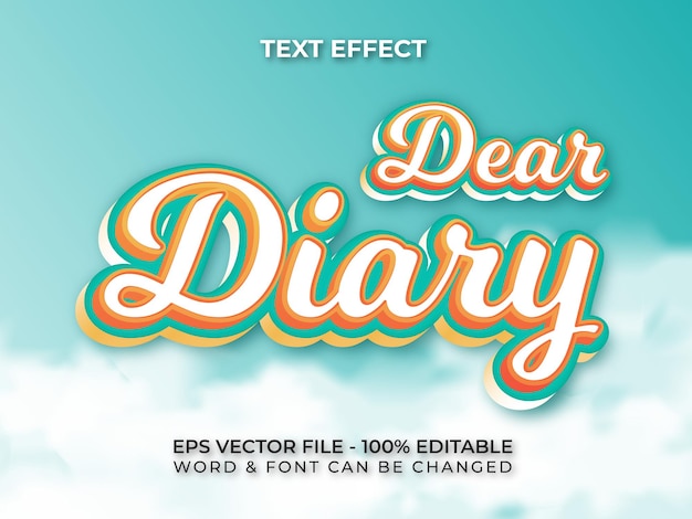 Dear diary text effect style Editable text effect