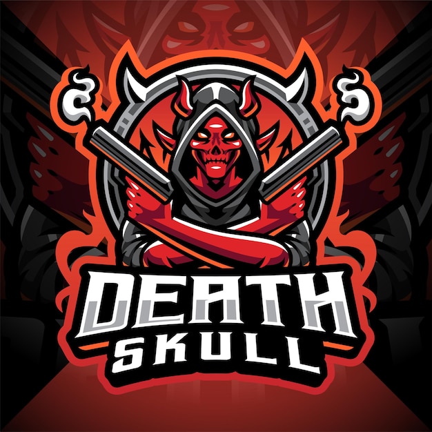 Death skull gunner esport mascot logo design