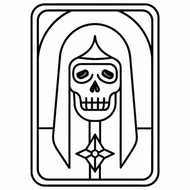 Vector death tarot card major arcana fortune telling occult vector illustration line art