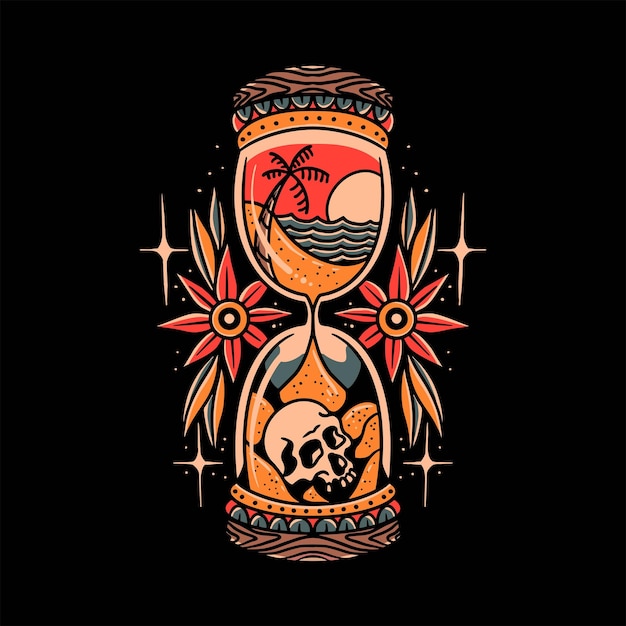 death time tattoo vector design