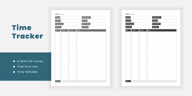 Debt tracker and minimal planner printable page