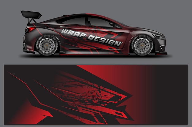 Decal Car Wrap Design Vector Graphic Abstract Stripe Racing Background For Vehicle