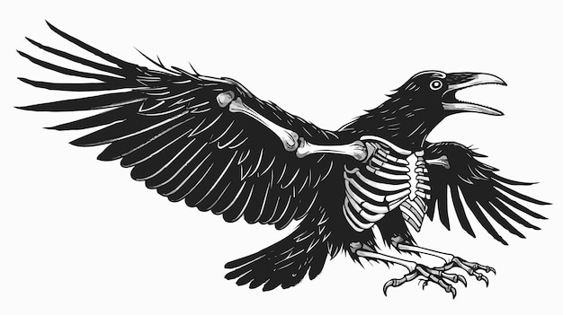 Decayed Halloween Flying Croaking Raven Bird