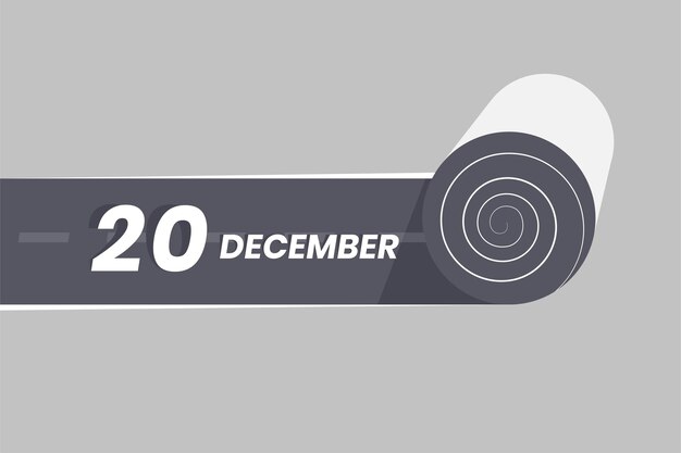 December 20 calendar icon rolling inside the road 20 December Date Month icon vector illustrator