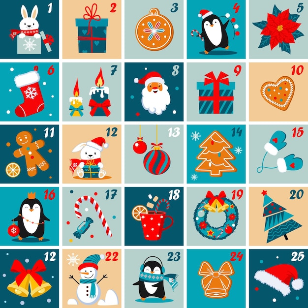 December advent calendar Christmas poster