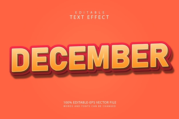 December editable text effect 3 dimension emboss modern style