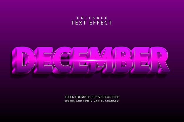 December editable text effect 3 dimension emboss modern style