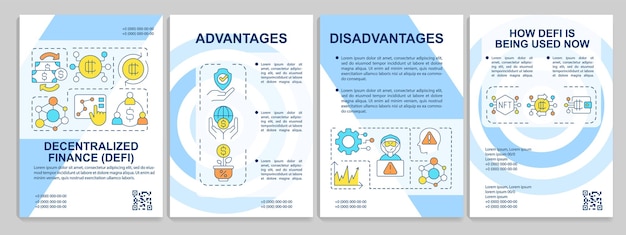 Decentralized finance blue brochure template