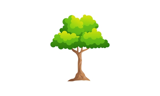 Deciduous green tree with exposed roots isolated vector illustration