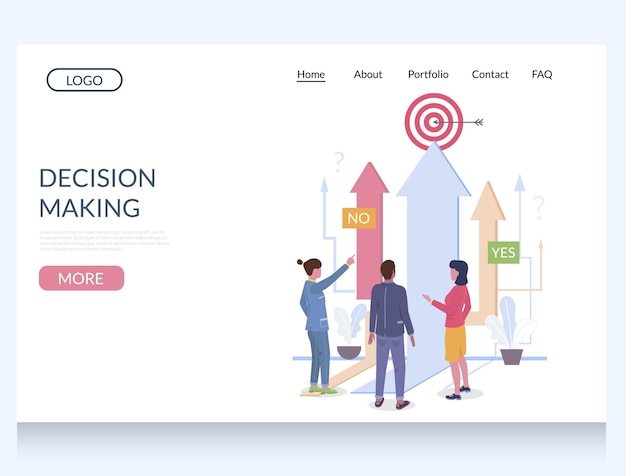 Decision making vector website landing page design template