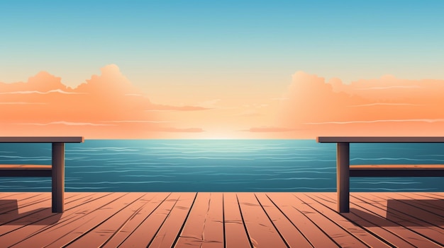 Vector a deck with a sunset and a place for your text