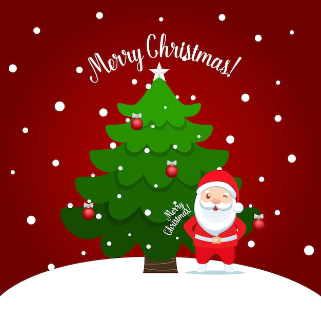 Decorated Christmas tree Merry Christmas and Happy New Year background Vector illustration