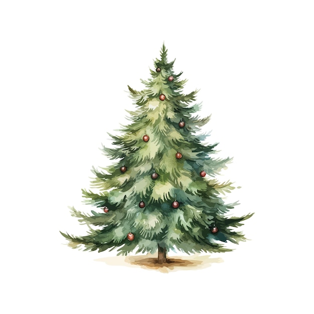 Decorated Christmas Tree Watercolor Painting Vector illustration design