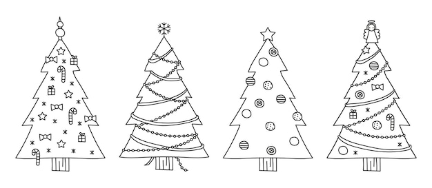 Decorated Christmas trees vector illustration