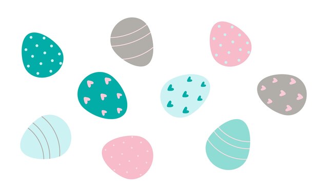 Decorated Easter eggs Vector flat illustration