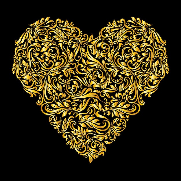 Decorated golden heart