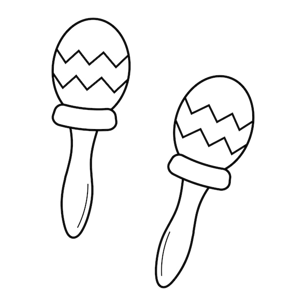 Decorated maracas in doodle style Musical instrument