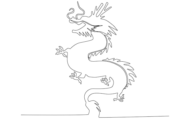 A decoration of Chinese dragon drawing one line art