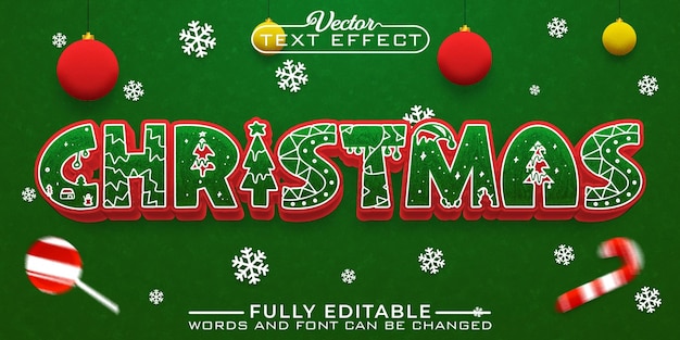 Decoration Christmas Vector Editable Text Effect Template