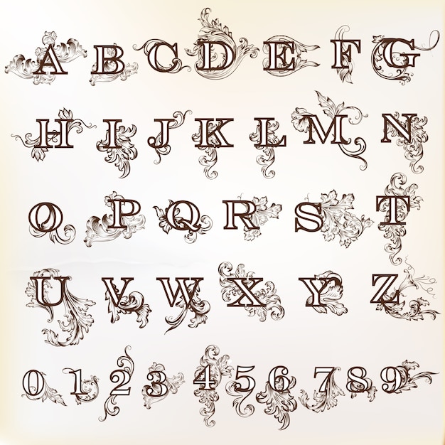 Vector decorative alphabet design