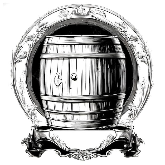 Vector decorative barrel in old engrave style