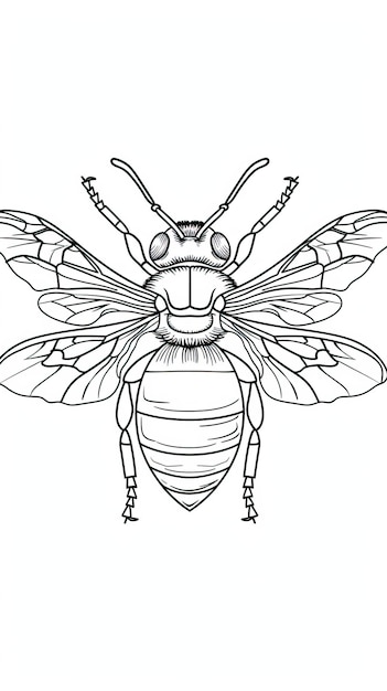 Vector decorative bee for farm logo identity continuous one line drawing vector