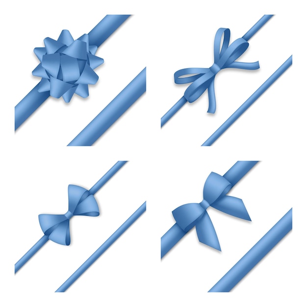 Decorative blue bow with ribbons illustration