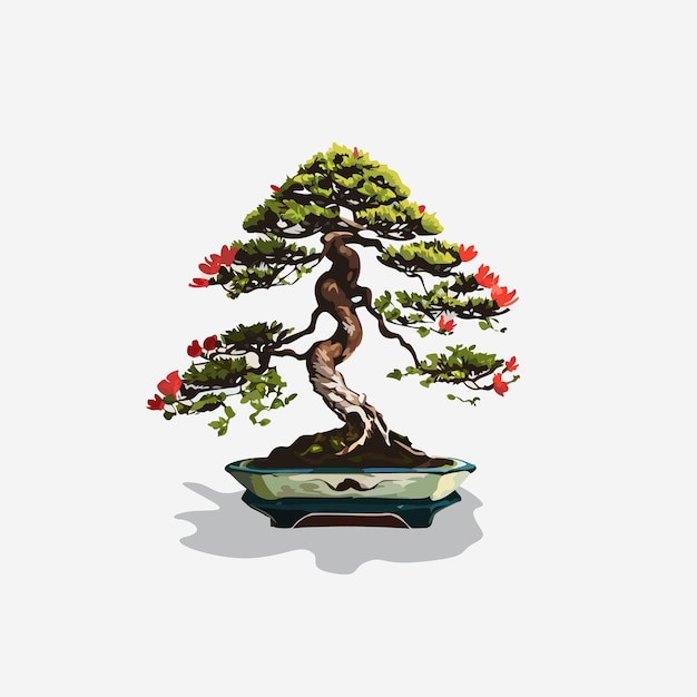 Decorative Bonsai Tree Vector Illustration