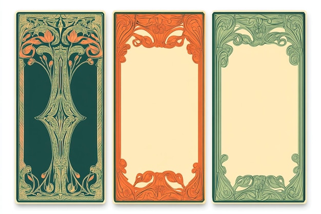 Decorative Borders On Blank Cards Illustration