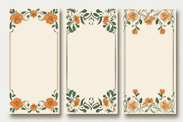 Decorative Borders On Blank Cards Illustration