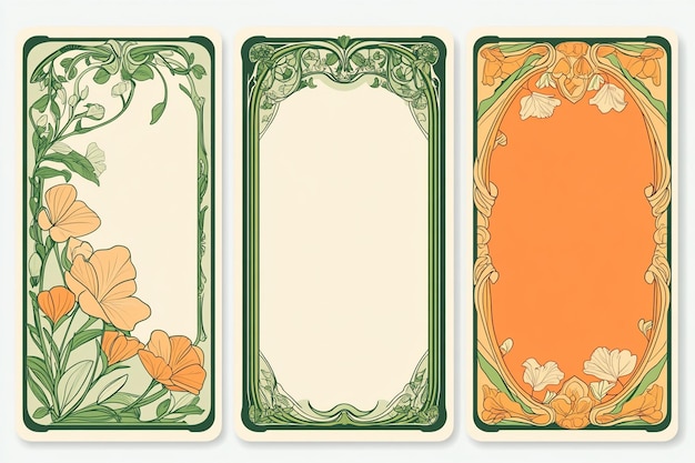 Decorative Borders On Blank Cards Illustration