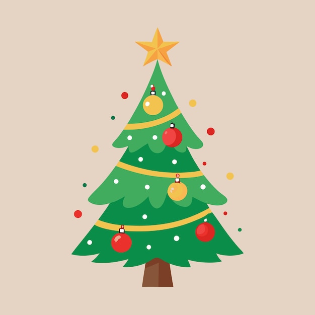 decorative chrismistmas tree illustration on solid background