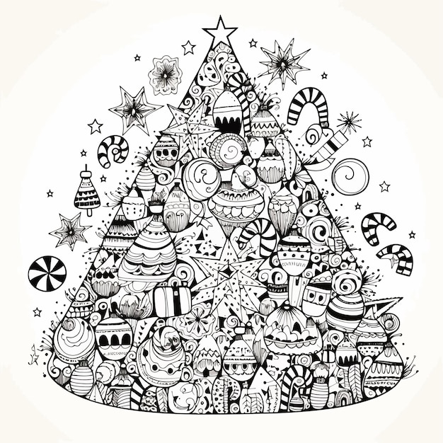 Vector decorative_christmas_tree_toy_made_of_fun_hand