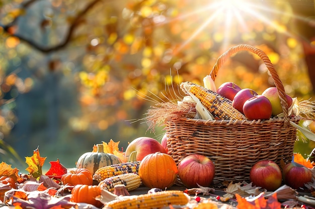 Decorative Decorated Pumpkin in an Autumn Scene as a Digital Painting