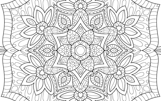 Decorative detailed mandala design coloring book page for adults