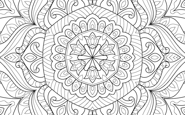 Decorative detailed mandala design coloring book page for adults