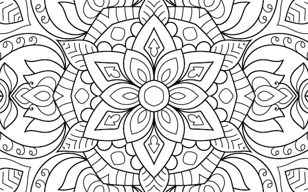 Decorative detailed mandala design coloring book page for adults