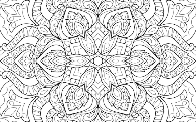 Decorative detailed mandala design coloring book page for adults