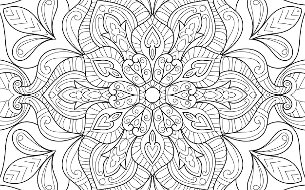 Decorative detailed mandala design coloring book page for adults